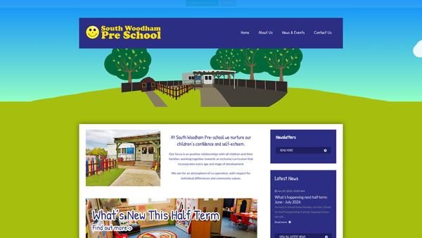 Screenshot of the South Woodham Pre-School website