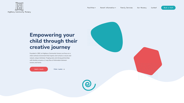 Screenshot of the Highbury Community Nursery website