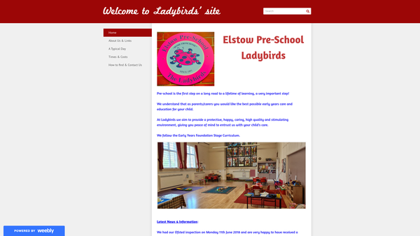 Screenshot of the Elstow Pre-School website
