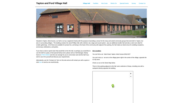 Screenshot of the Yapton And Ford Village Hall website
