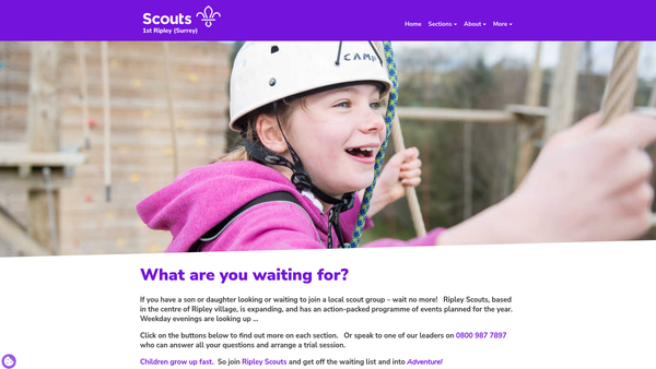 Screenshot of the 1st Ripley Scout Group website