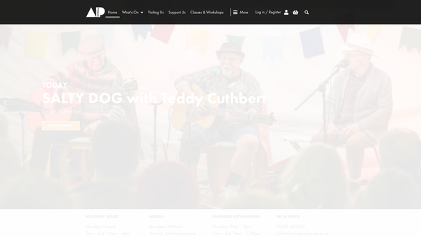 Screenshot of the Alnwick District Playhouse Trust website