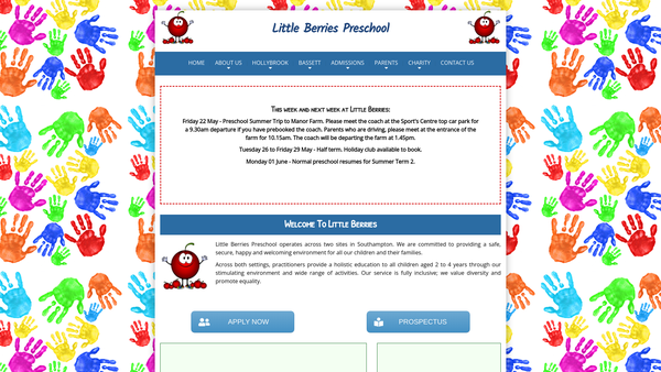 Screenshot of the Little Berries Pre-School website