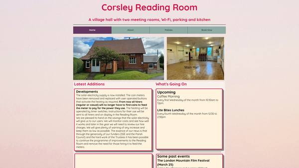 Screenshot of the Reading Room website