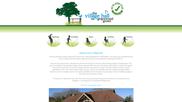 Screenshot of the Grayswood Village Hall website