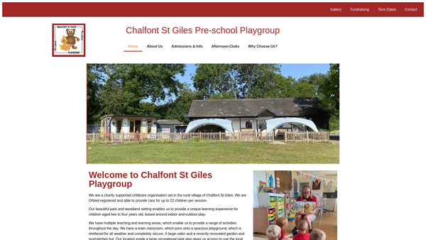 Screenshot of the Chalfont St Giles Pre-School Playgroup website