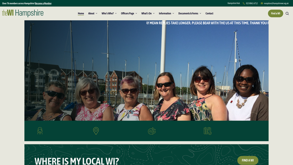 Screenshot of the Chandlers Ford Womens Institute website