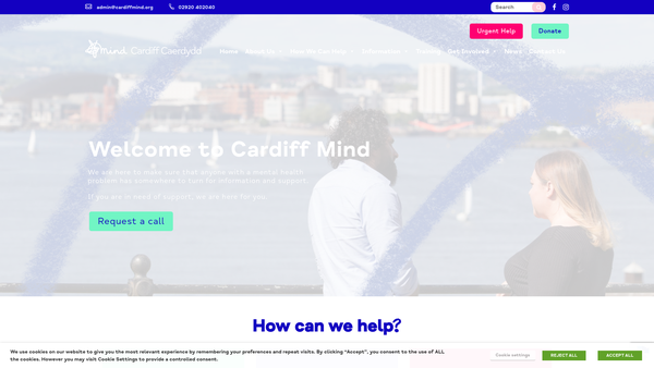 Screenshot of the Cardiff Mind Ltd website