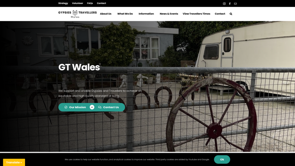 Screenshot of the Gypsies And Travellers Wales Limited website