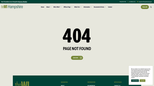 Screenshot of the Hedge End Women's Institute website
