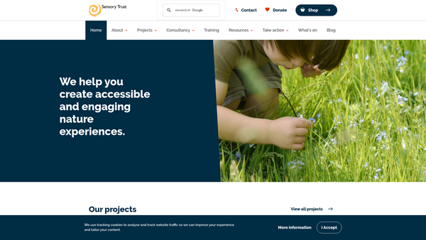 Screenshot of the Sensory Trust website