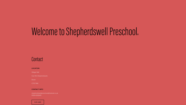 Screenshot of the Shepherdswell Pre-School website