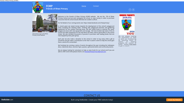 Screenshot of the Friends of Rhws Primary website