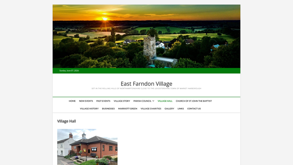 Screenshot of the East Farndon Village Hall website