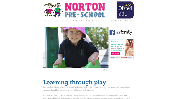 Screenshot of the Norton Pre-School (Bury St Edmunds) 0-5 Years website