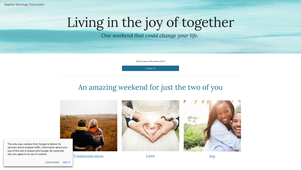 Screenshot of the Baptist Expression Of Marriage Encounter website