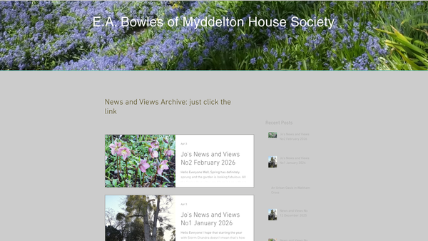 Screenshot of the The E A Bowles Of Myddelton House Society website