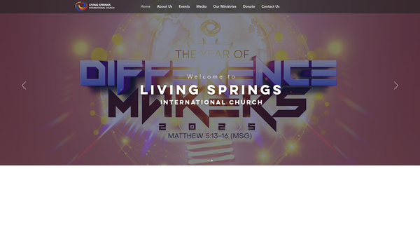 Screenshot of the Living Springs International Church website
