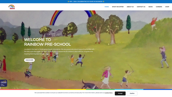Screenshot of the Rainbow Pre-School (Wallingford) website