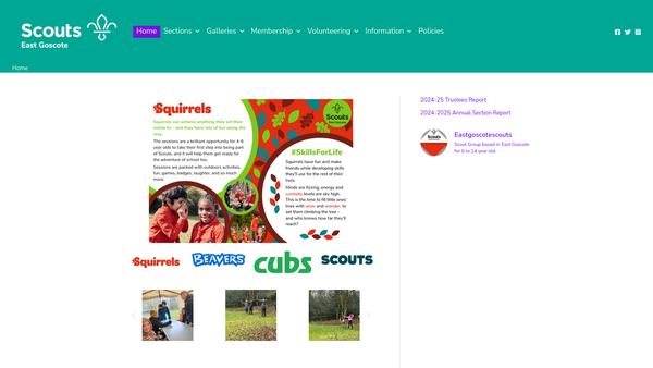 Screenshot of the East Goscote Scout Group website