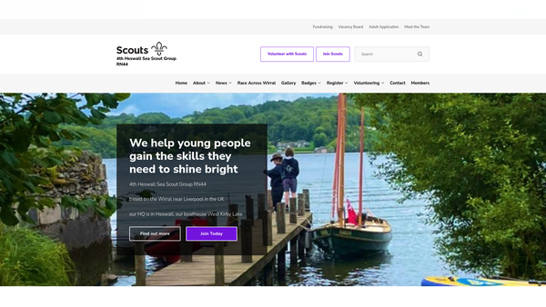 Screenshot of the 4th Heswall (St Peters) Sea Scout Group website
