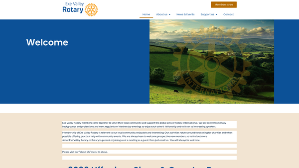 Screenshot of the Exe Valley Rotary Charity website
