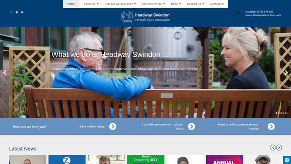 Screenshot of the Headway Swindon And District website