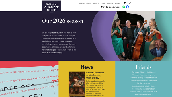 Screenshot of the Wallingford Chameleon Arts website