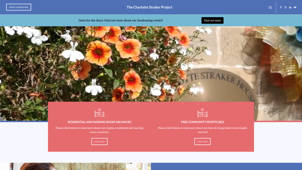 Screenshot of the The Charlotte Straker Project website