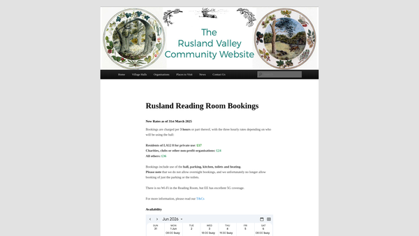 Screenshot of the Rusland Parish And Reading Rooms website