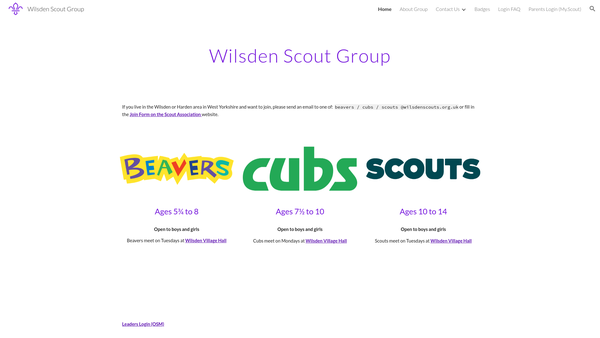 Screenshot of the 6th Bingley (1St Harden And Wilsden)scout Group website