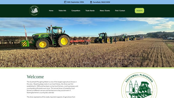 Screenshot of the Southwell And District Agricultural Society website