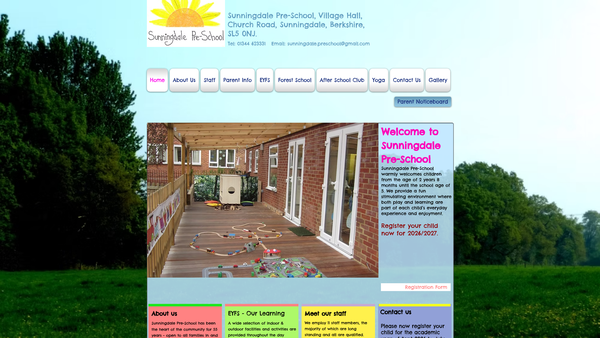 Screenshot of the Sunningdale Playgroup website