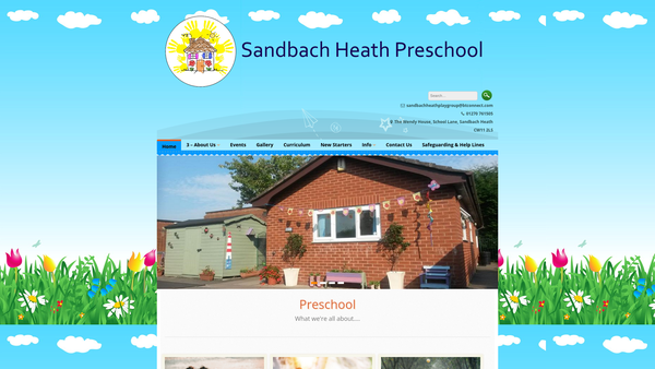 Screenshot of the Sandbach Heath (St John's) Playgroup website