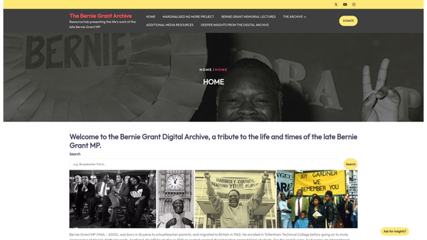Screenshot of the The Bernie Grant Trust website