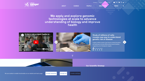 Screenshot of the Genome Research Limited website