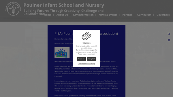 Screenshot of the Poulner Infant School Association website