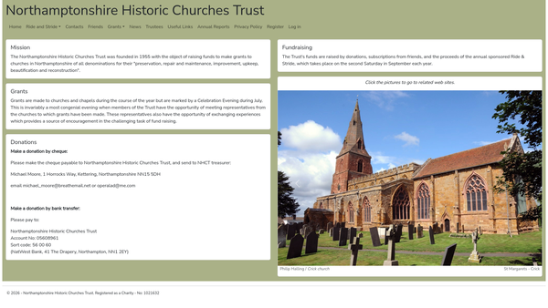 Screenshot of the Northamptonshire Historic Churches Trust website