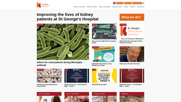 Screenshot of the St George's Kidney Patients Association website