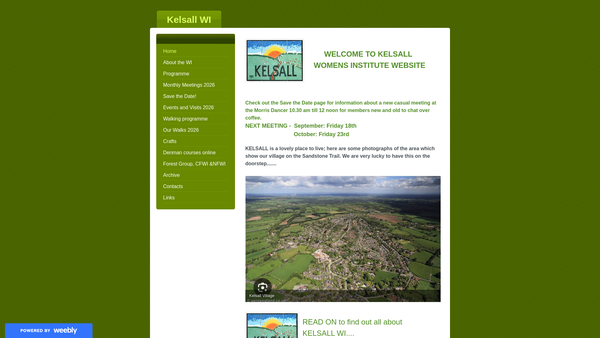Screenshot of the Kelsall Women's Institute website
