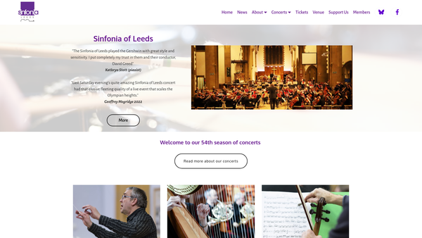Screenshot of the Sinfonia Of Leeds website
