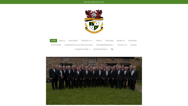 Screenshot of the Blaenavon Male Voice Choir website