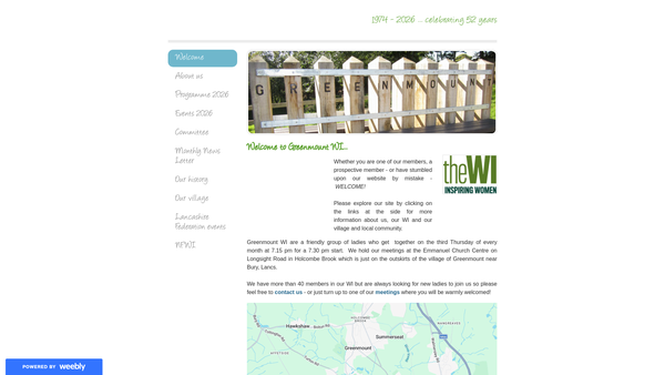 Screenshot of the Greenmount Women's Institute website
