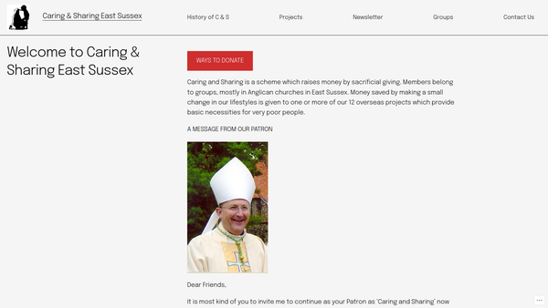 Screenshot of the Caring And Sharing Association East Sussex website