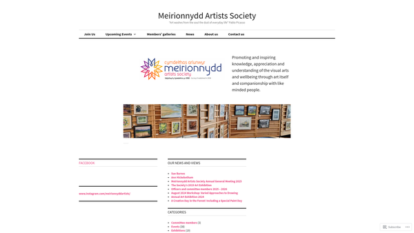 Screenshot of the Meirionnydd Artists Society website
