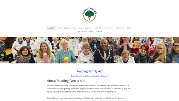 Screenshot of the Reading Family Aid Group website