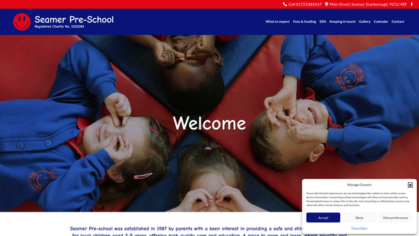Screenshot of the Seamer Pre-School website
