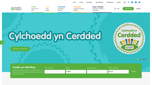 Screenshot of the Mudiad Meithrin website