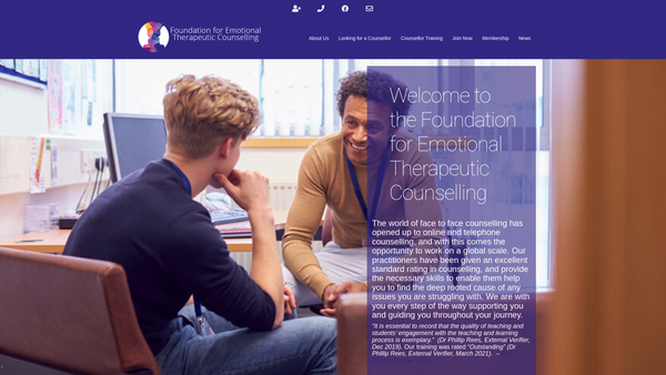 Screenshot of the Foundation For Emotional Therapeutic Counselling website