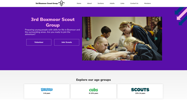 Screenshot of the 3rd Boxmoor Scout Group website